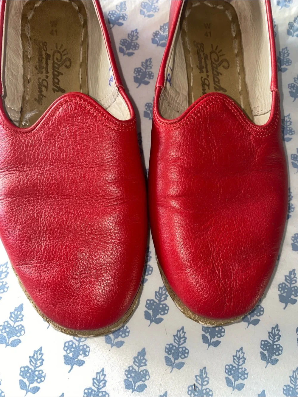 Sabah Felli Red Leather Slip-On Loafers W 41 9.5 - Picture 5 of 6